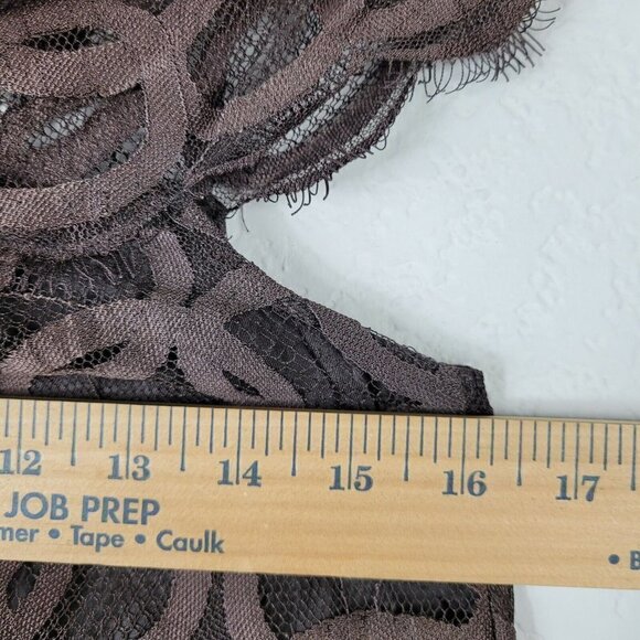 Robert Rodriguez Sz 2 Off The Shoulder Top Lace Over Silk Brown Circle Design - Picture 6 of 11